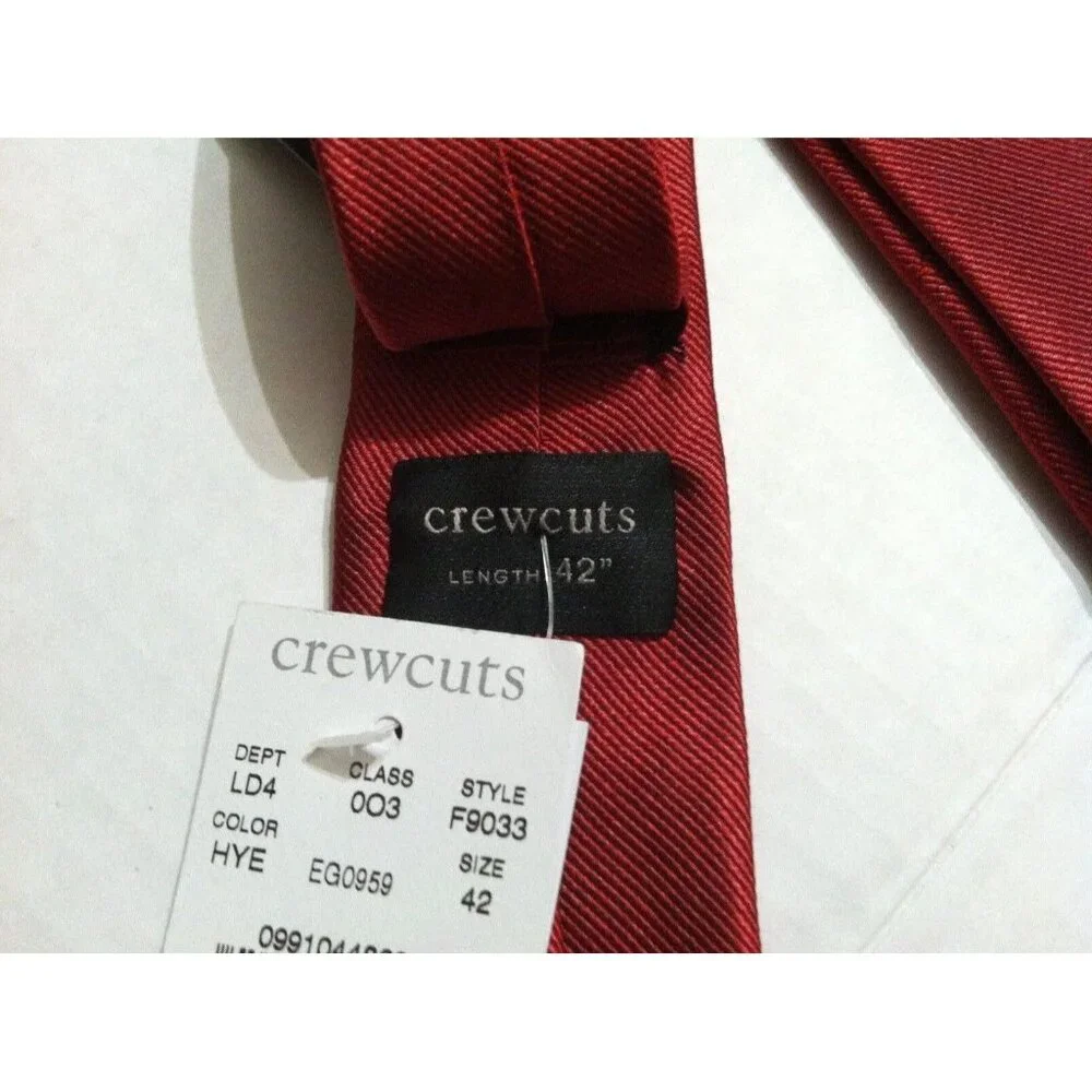 J.CREW BOYS NEW DARK RED 100%SILK NECK TIE WIDTH: 1 7/8